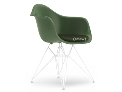 Eames Plastic Armchair RE DAR Forest|Mit Sitzpolster|Elfenbein / forest|Standardhöhe - 43 cm|Beschichtet weiß