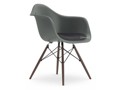 Eames Plastic Armchair RE DAW Granitgrau|Mit Sitzpolster|Dunkelgrau|Standardhöhe - 43 cm|Ahorn dunkel
