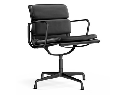 Soft Pad Chair EA 207 / EA 208 EA 208 - drehbar|Aluminium tiefschwarz pulverbeschichtet|Leder Standard nero, Plano nero