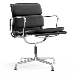 Soft Pad Chair EA 207 / EA 208 EA 208 - drehbar|Verchromt|Leder Standard nero, Plano nero