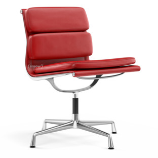 Soft Pad Chair EA 205 Verchromt|Leder Standard rot, Plano poppy red