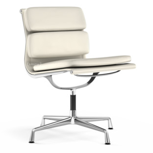 Soft Pad Chair EA 205 Verchromt|Leder Standard snow, Plano weiß
