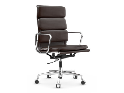 Soft Pad Chair EA 219 Verchromt|Leder Premium F kastanie, Plano braun