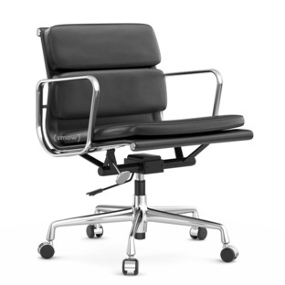 Soft Pad Chair EA 217 Verchromt|Leder Standard asphalt, Plano dunkelgrau
