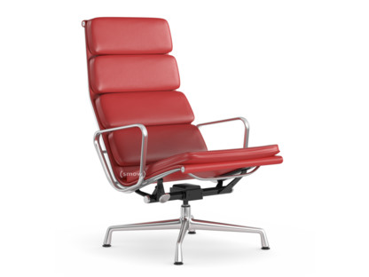 Soft Pad Chair EA 222 Untergestell poliert|Leder Premium F rot, Plano poppy red