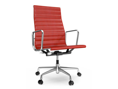 Aluminium Chair EA 119 Poliert|Leder (Standard)|Rot