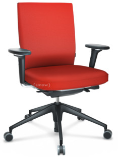 ID Soft FlowMotion-mit Vorwärtsneigung, mit Sitztiefenverstellung|Mit 3D-Armlehnen|5-Stern Untergestell, Kunststoff basic dark|Basic dark|Sitz und Rücken Plano|Poppy red