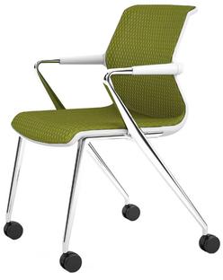 Unix Chair Vierbeinfuß mit Rollen Diamond Mesh avocado|Soft grey|Aluminium poliert