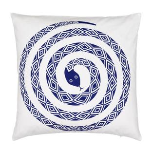 Graphic Print Pillows Snake, ultramarin