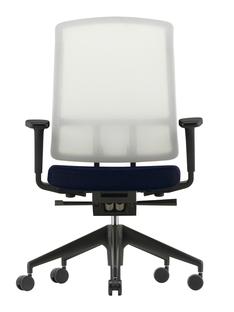 AM Chair Weiß|Dunkelblau/braun|Mit 2D Armlehnen|Kunststofffuß tiefschwarz