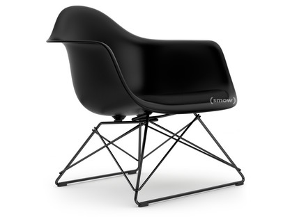 Eames Plastic Armchair RE LAR Tiefschwarz|Sitzpolster nero|Beschichtet basic dark