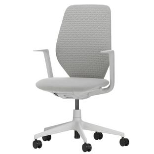 ACX Soft Ohne Vorwärtsneigung, mit Sitztiefenverstellung|Fixe Armlehnen|Soft grey|Sitz Grid Knit, stone grey|Weiche Rolle für harte Böden