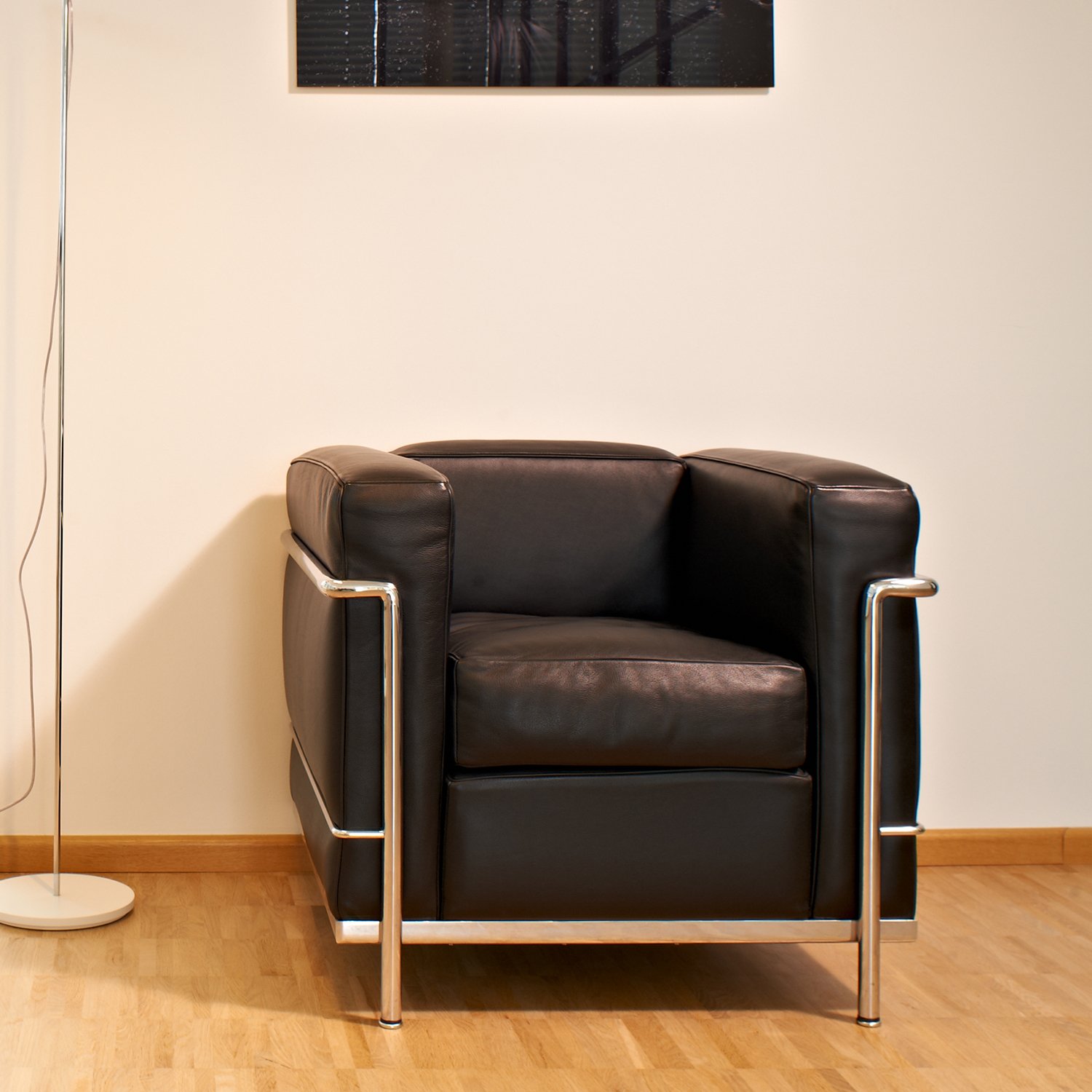 2 Fauteuil Grand Confort, petit modèle, verchromt, Leder Scozia