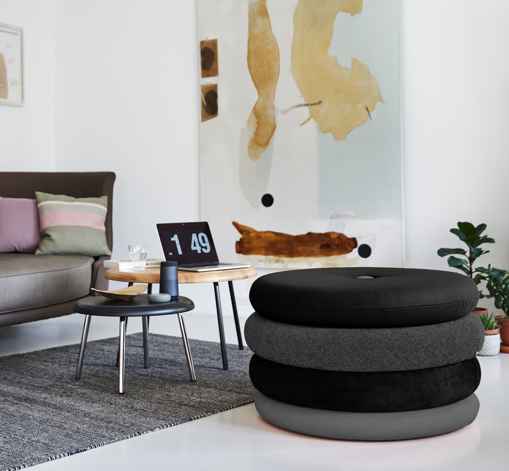 Pouf Fat Tom, 4-lagig, ohne Beine, Blau | Richard Lampert | Hocker
