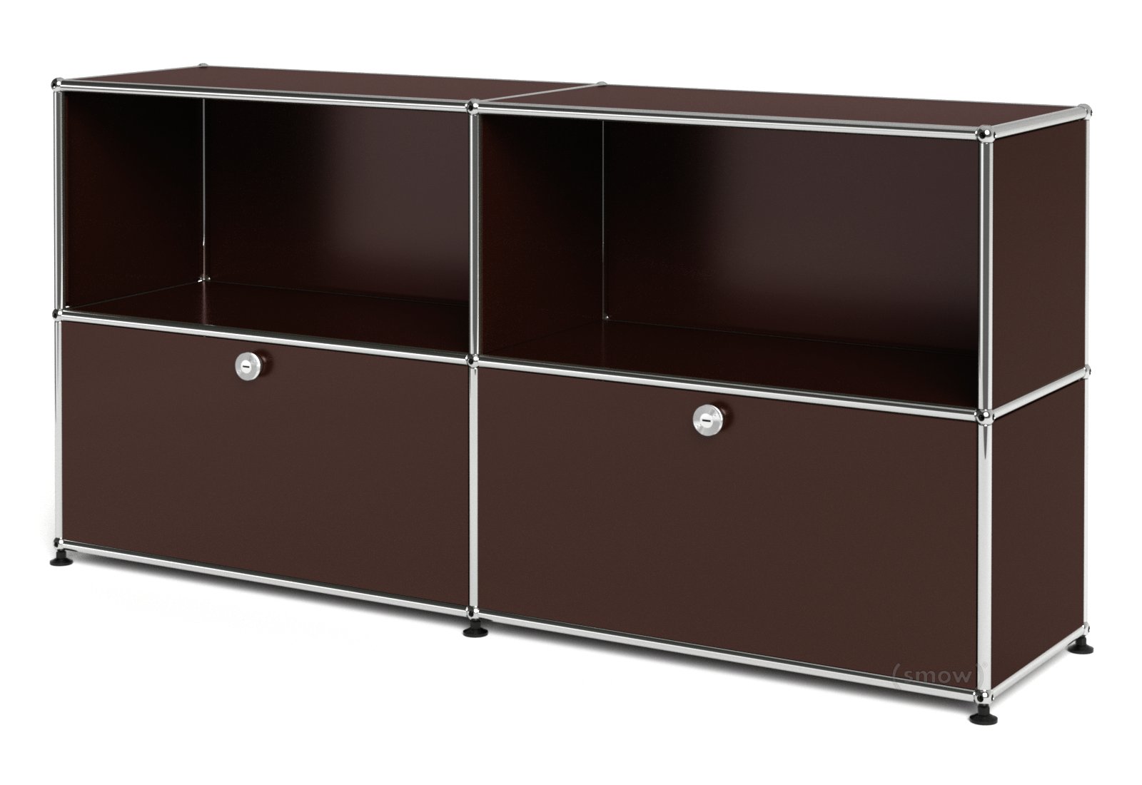 USM Haller l Box 750×350×350 色：ブラウン USM Haller Sideboard L, individualisierbar, USM braun, Offen, Mit