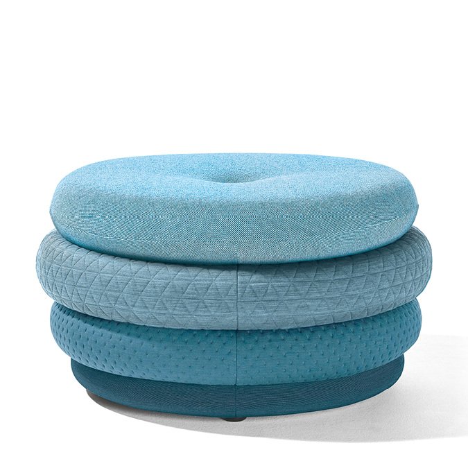 Pouf Fat Tom, 4-lagig, ohne Beine, Blau | Richard Lampert | Hocker
