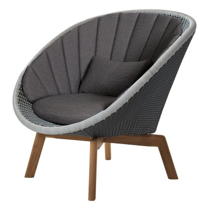 Peacock Loungesessel, Small flat Weave - Grey / light grey, Focus - Dark grey