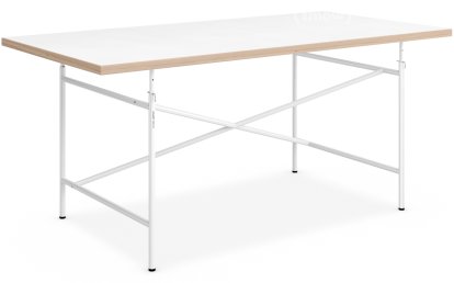 Kinderschreibtisch Eiermann, 150 x 75 cm, Melamin weiß mit Eichekante, weiß