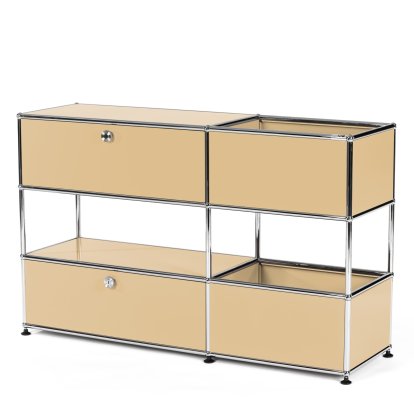 USM Haller Kinder Sideboard M mit Aufbewahrungsboxen, Einfarbig, USM beige, Mit Klappe und Auszug (inkl. Einlegerahmen)