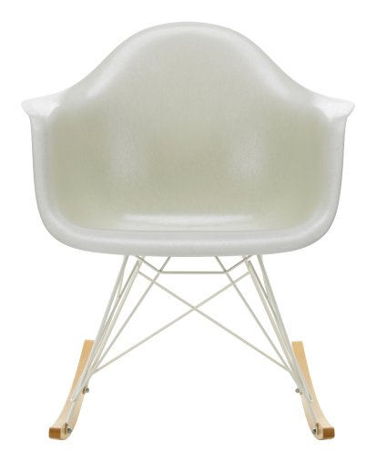 Eames Fiberglass Armchair RAR, Eames parchment, Weiß, Ahorn gelblich