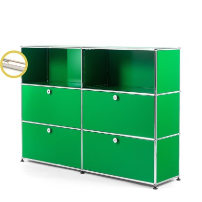 USM Haller E Highboard L mit Fachbeleuchtung, USM grün, Warmweiß