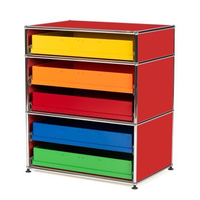 USM Haller Kinder Highboard M mit Schubladen, USM rubinrot