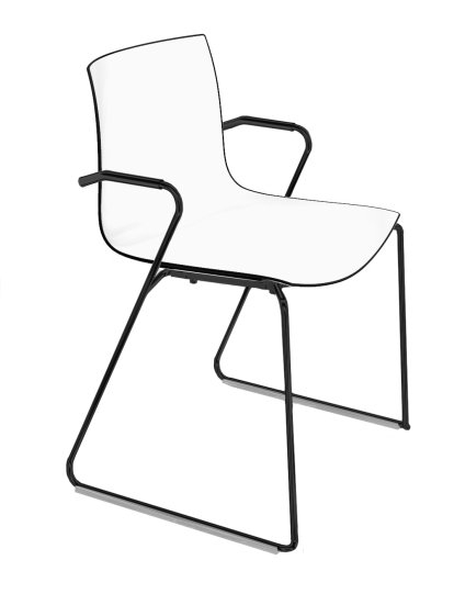 Catifa 46 Sledge, Schwarz, Zweifarbig, Rücken schwarz, Sitz weiß, Mit Armlehnen