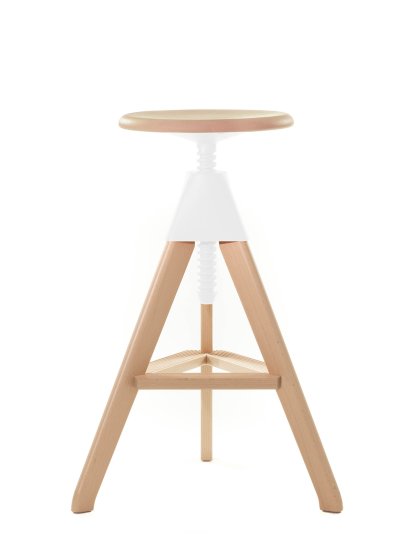 Tom & Jerry - The Wild Bunch Hocker, Tom - H 70-86 cm, Buche natur - weiß