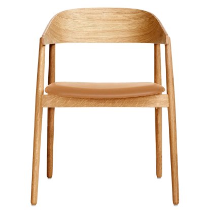 AC2 Armlehnstuhl, Eiche natur, matt lackiert, Mit Sitzpolster, Leder cognac