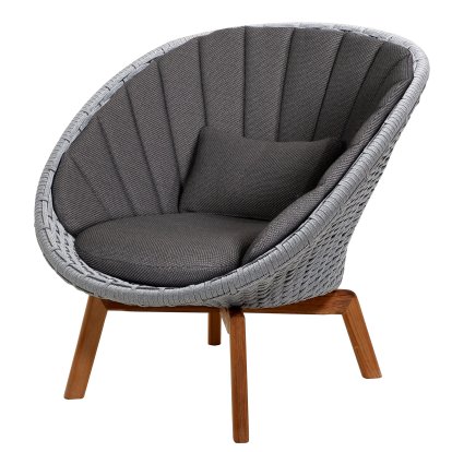 Peacock Loungesessel, Medium flat soft Rope -Light grey, Focus - Dark grey
