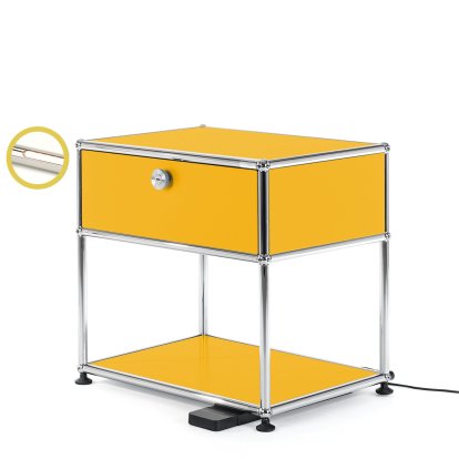 USM Haller E Nachttisch mit dimmbarem Licht, Goldgelb RAL 1004