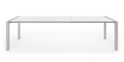 Sushi Esstisch, Laminat weiß, L 177-288 x B 90 cm, Aluminium eloxiert