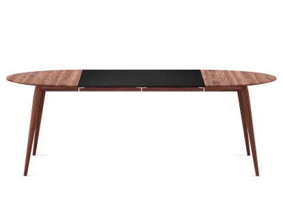 PLAYdinner Round Tisch, Walnuss geölt, Mit zwei Einlegeplatten (L 120-220 cm), MDF schwarz