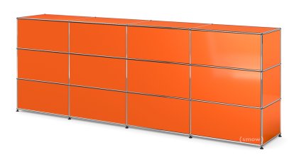 USM Haller Theke Typ 1, Reinorange RAL 2004, 300 cm (4 Elemente), 50 cm
