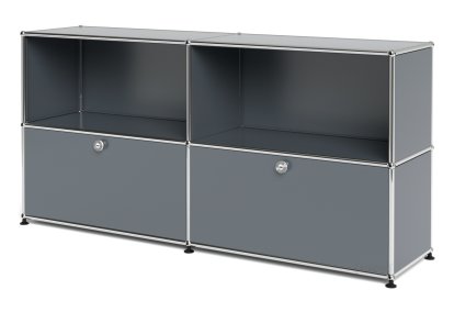 USM Haller Sideboard L mit 2 Klappen, Mittelgrau RAL 7005