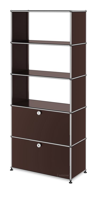 USM Haller Aktenregal mit 2 Klappen, oben ohne Rückwände, USM braun