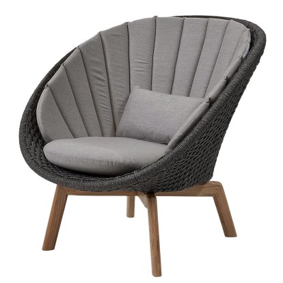 Peacock Loungesessel, Medium flat soft Rope - Dark grey / Teak, Natté - Taupe