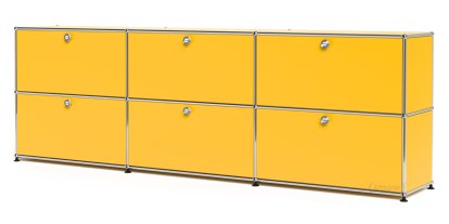 USM Haller Sideboard XL, individualisierbar, Goldgelb RAL 1004, Mit 3 Klappen, Mit 3 Klappen