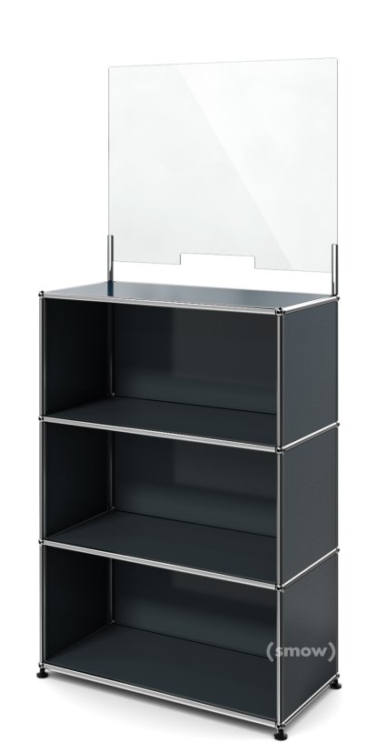 USM Haller Counter M mit Security Screen, Anthrazitgrau RAL 7016, Mit Füßen