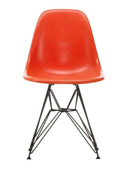 Eames Fiberglass Chair DSR, Eames red orange, Pulverbeschichtet basic dark glatt