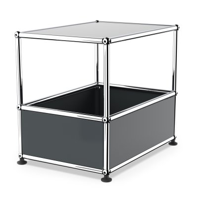 USM Haller Bartisch, Ohne Stoßbügel, Anthrazitgrau RAL 7016, Nivellierfüße