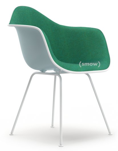 Eames Plastic Armchair DAX, Eisgrau, Mit Vollpolsterung, Mint / forest, Standardhöhe - 43 cm, Beschichtet weiß