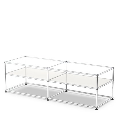 USM Haller Beistelltisch Typ 1, Glas, Reinweiß RAL 9010