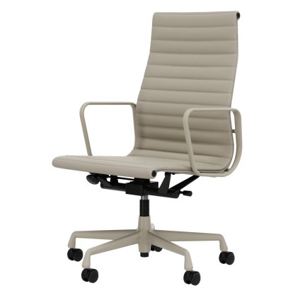 Aluminium Chair EA 119, Aluminium pulverbeschichtet kreidefarben, Leder (Standard), Ton