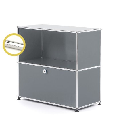 USM Haller E Sideboard M mit Fachbeleuchtung, Mittelgrau RAL 7005, Kaltweiß