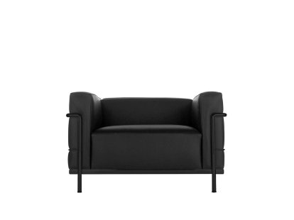 3 Fauteuil Grand Confort, grand modèle, Schwarz matt lackiert, Leder Scozia, Grafitschwarz