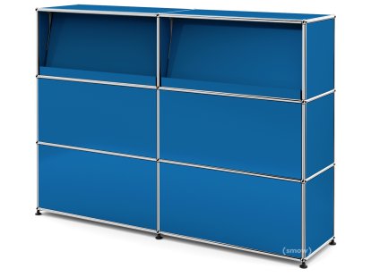 USM Haller Theke Typ 2 (mit Schrägtablaren), Enzianblau RAL 5010, 150 cm (2 Elemente), 35 cm