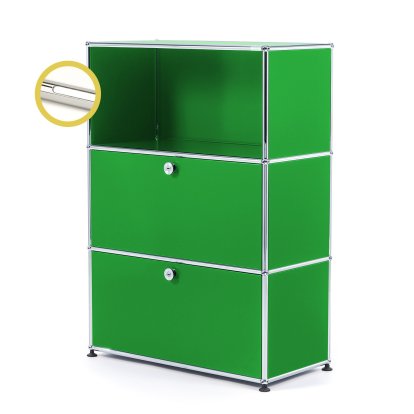USM Haller E Highboard M mit 2 Klappen und Fachbeleuchtung, USM grün, Kaltweiß