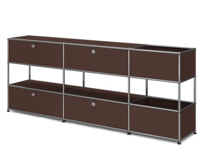 USM Haller Kinder Sideboard L mit Aufbewahrungsboxen, Einfarbig, USM braun, Mit Klappe