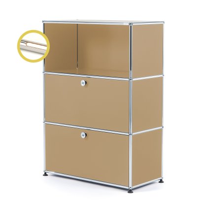 USM Haller E Highboard M mit 2 Klappen und Fachbeleuchtung, USM beige, Warmweiß